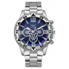 2024 Atacado do Fabricante Relógio Vidro de Luz Azul Masculino Pulseira de Aço Quartzo Digital Escala Relógio de Pulso Ponteiro+Mostrador Grande
