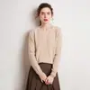 Novo Suéter de Cashmere 100% Puro para Outono e Inverno para Mulheres, Gola V Sem Costura Cor Sólida Tricô Base, Suéter Curto Versátil Quente