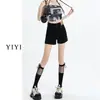 Shorts de Mezclilla de Cintura Alta para Mujer 2025 Verano Nuevo Color Amarillo Lodo Chica Caliente Diseño Efecto Adelgazante Línea A Rectos Pantalones Cortos Calientes