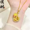 Nova Luz Pendente Antiga Chinesa Método Escovado Diamante Vermelho Rosa Borboleta Dupla Cabaça Luxo Alto Padrão Estilo Retrô Colar da Fortuna e Prosperidade para Mulheres