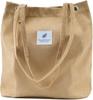 2025 Nueva Bolso de Hombro de Pana para Mujer Estudiante Coreana Bolso de Lona Gran Capacidad Literario Simple Versátil Bolsa de Compras