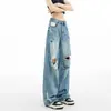 Jeans Rotos Retro Americanos para Mujer 2025 Tendencia Nuevo Holgado Adelgazante Recto Casual de Pierna Ancha