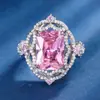 2023 vintage fundo de cobre banhado a ouro simulação água-marinha diamante rosa fresco terno pingente anel 10*14