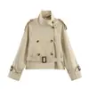 Comercio Exterior Transfronterizo Spot Otoño 2025 Za Nueva Moda Femenina Chaqueta Corta Cortavientos para Mujer con Hebilla en la Cintura