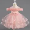 Vestido de Un Hombro de Alta Gama para Dama de Honor de Cumpleaños Boda Vestido de Presentación Vestido de Banquete Transfronterizo Vestido de Fiesta con Volantes Elegante para Niña