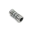 Tubo Recto Cilíndrico de Acero Inoxidable 306 Fundido a Mano Tubo Largo Pulsera de Cuerda de Cuero Retro Europea y Americana Accesorios de Joyería DIY