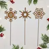 Adornos Navideños para Jardín Transfronterizos Silueta Oxidada Obra de Arte Decorativa de Metal Decoración de Maceta Flor de Nieve de Hierro para Patio