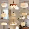 Lâmpada de comércio exterior E27 vento Nanyang estudo quarto sala de jantar lustre estilo Wabi-sabi retrô mesa de jantar tecido japonês estilo antigo meio