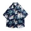 C2-1 Camisa Havaiana Verão Manga Curta Masculina Tropical Estilo Porto Respirável Estilo Coreano Solta Moderna INS Camisa Clássica