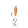 Conjunto de talheres infantil aço inoxidável 304 cenoura desenho animado colher colher complementar para bebê Garfo colher para purê de frutas