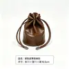 Bolsa de Armazenamento para Xícara de Chá em Couro Wax Oil Marrom Vintage com Alça de Cordão, Bolsa Protetora Portátil para Xícara Única para Viagem, Acessório para Cerimônia do Chá