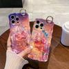 Fresa de Perla Japonesa y Coreana Adecuado para Apple 16Promax Correa de Muñeca Giratoria Funda para Teléfono Móvil Iphone15 Femenino 14/13/12