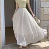 Falda Plisada de Línea A para Mujer, Nuevo Estilo Verano 2026, Cintura Alta, Adelgazante, Fluida, Falda Larga Acampanada, Falda de Paraguas