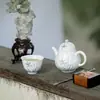 Xícara de Chá de Porcelana de Jade da Dinastia Tang e Song, Parede Fina, Pintada à Mão com Flor de Narciso, Conjunto de Chá Kung Fu, Xícara Única de Cerâmica Azul e Branca para Casa, Copo Pequeno