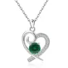 Collar de Corazón de Plata de Ley S925 con Doce Piedras de Nacimiento Europeo y Americano Transfronterizo Moda para Mujer Estilo Ins de Amazon Colgante Versátil