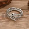 Explosões Transfronteiriças Europeias e Americanas Estilo Punk Exagerado Pulseira Envolvente em Forma de Cobra para Homens e Mulheres Liga de Zinco Strass Pulseira Vintage