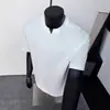 Camiseta de Hombre con Diseño Metálico Cuello en V Pequeño Verano Cleanfit Hombro Derecho Manga Corta Americana Pesada Media Manga