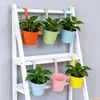 Maceta colgante de metal grande personalizada tipo cubo para barandillas de balcones interiores, maceta colgante sin agujeros para suculentas y plantas verdes, maceta colgante de pared