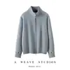 Novo cardigã de malha de cashmere com zíper duplo para outono e inverno, jaqueta suéter cardigã simples e versátil com gola alta