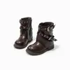 Botas de Piel para Niñas Botas Cortas de Princesa Martin para Niños con Plus de Terciopelo 2026 Nuevas Botas para Pierna de Pantalón para Niños y Niñas de Otoño e Invierno Medianas y Grandes