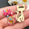 Impresión de Gota de Aceite Transfronteriza Lindo Gato Dibujo Animado Animal Colgante DIY Pulsera Collar Llavero Accesorios de Joyería