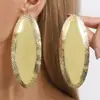 E14384 Pendientes Geométricos Exagerados de Nuevo Estilo Personalizados de Moda Textura Metálica Pendientes Versátiles de Lujo Ligero