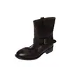 Botines Chelsea Estilo Británico de Piel Genuina 2026 Invierno Suela Gruesa Tacón Bajo Punta Redonda Hebilla Para Viajar Botines de Piel Genuina para Mujer