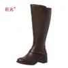 Juyuan 2026 Nuevas Botas de Cuero para Mujer Tallas Grandes de Comercio Exterior WISH Amazon Estilo Europeo Americano con Doble Cremallera hasta la Pantorrilla