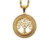 Nuevo producto transfronterizo de moda retro europea y americana en stock de fábrica al por mayor collar de acero de titanio con forma de árbol de la vida de acero inoxidable para mujer