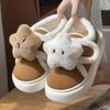 Sapatos de Algodão de Inverno Bola de Carvão Engraçados para Mulheres com Solado Grosso para Casa Interior Veludo Quente Roupa de Casal Impermeável Chinelos de Algodão