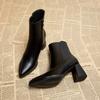 Botas Martin para mujer, otoño e invierno 2023, nueva moda coreana, botas cortas con cremallera lateral y tacón grueso puntiagudo para mujer