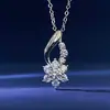Collar de plata de ley s925 para mujer, collar de diamante moissanita, cadena para clavícula de girasol con forma de corazón, collar de moissanita de 0.5 quilates color D