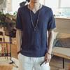 Camiseta de algodón y lino estilo chino de verano 2023 para hombre, holgada, de manga corta, de lino, de talla grande, fina y de manga corta.