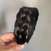 Diadema de peluca ensanchada con trenza de cinco hebras, diadema trenzada hecha a mano para mujer, diadema con trenza torcida, accesorios para el cabello con grutas de presión superior de calavera alta, color negro
