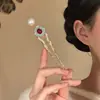 Novo grampo de cabelo verde em forma de U com lótus estilo chinês para mulheres, grampo de cabelo com borla estilo antigo, acessório de cabelo para cheongsam, grampo de cabelo com tendência nacional, ornamento de cabelo Hanfu