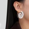 Pendientes Cruzados de Acero Inoxidable con Flor Espiral para Mujer Niñas Pendientes de Seda Aros Moda Bohemio Pendientes de Acero de Titanio