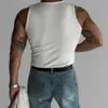 Colete Esportivo Novo Transfronteiriço para Homens, Camiseta Elástica Slim-Fit Fitness Estilo Americano de Verão, Top Casual Canelado para Homens