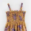 Venta al por mayor de Ropa para Mujer Transfronteriza Verano 2025 Nuevo Sexy Tirantes Hombros Descubiertos Gasa Floral Plisado Cintura Vestido