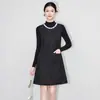 2513802-Traje de Dos Piezas Nanyou Estilo Francés Vestido sin Mangas de Tweed con Lentejuelas + Camiseta Interior de Punto