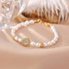 Yilu Plata S925 Plata de Ley Chapado en Oro Aguamarina Perla de Agua Dulce Estilo Palacio Francés Fresco Estilo Ins Pulsera Pulsera