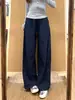 Pantalones de Trabajo Azul Marino de Secado Rápido para Mujer, Pantalones Deportivos de Cintura Alta Adelgazantes de Pierna Recta para Primavera y Verano, Pantalones de Pierna Ancha Frescos y Elegantes para Figuras Pequeñas