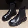 Botas tipo Martin redondas, sencillas y elegantes, para mujer, nueva colección otoño/invierno 2026, botas calcetín elásticas de ajuste ceñido, botas de motociclista estilo británico