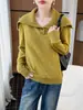 Suéter de Punto de Lana Pura Azul Marino con Cuello, Manga Larga, Suéter Holgado Elegante, Top de Lana, Nuevo Otoño/Invierno 2026