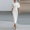 2026 Moda Europeia e Americana Feminina Transfronteiriça Verão Novo Estilo Elegante e Estiloso Cor Sólida Slim Fit Vestido Ombro a Ombro