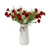 Ramo de Flores Artificiales Clavel Rojo de 3 Ramas y Múltiples Cabezas para Regalo del Día del Maestro y del Día de la Madre, Decoración de Muebles, Flor Artificial