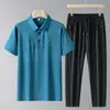 Traje de Verano para Hombre de Gama Alta de Seda de Hielo de Secado Rápido Camisa Polo Camiseta de Manga Corta Estilo Delgado para Hombres de Mediana Edad y Mayores