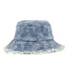 Corea del Sur Sombrero de Pescador de Mezclilla Estampado de Flores para Niños Protector Solar de Primavera Estilo Red Net Rojo para Jóvenes Protector Solar Sombrero Cubo Tendencia Ins