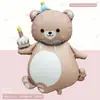 Balões de Folha de Alumínio Animais de Desenho Animado Foscos em Formato de Urso, Elefante, Cordeiro, Coelho e Pônei para Festas de Aniversário Infantil