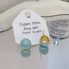 Banho de Ouro Real, Coleção Série Azul Moda Coreana e Japonesa, Brincos de Esmalte com Efeito Gotejante para Mulheres, Novos Brincos e Acessórios de Luxo Leve Nicho