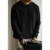 Suéter de punto gofrado acanalado de cuello redondo 100% algodón vintage para hombre, otoño 2026, color liso, tejido texturizado